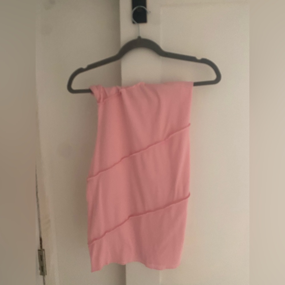 strapless pink mini dress
